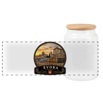 Evora Portugal Altstadt Urlaub Europa Atlantik - Panorama Keksdose mit Holzdeckel - Weiß - Vorne