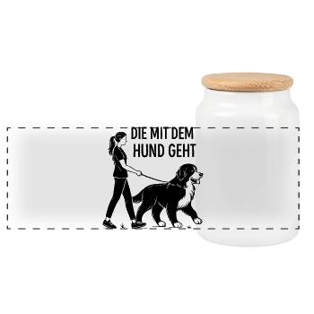Berner Sennenhund Spruch Hundehalterin Humor - Panorama Keksdose mit Holzdeckel - Weiß - Vorne