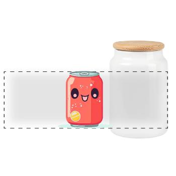 Kawaii Limonaden-Dose Mit Gesicht - Panorama Keksdose mit Holzdeckel - Weiß - Vorne