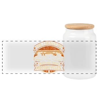 Need All These Motorcycles | Retro Biker Humor - Panoramic Cookie Jar with Wooden Lid - white - Front