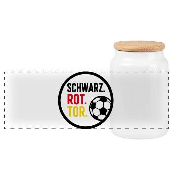 Schwarz Rot Tor Deutschland Fußball Fan - Panorama Keksdose mit Holzdeckel - Weiß - Vorne