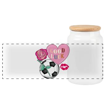 I love football - Panoramic Cookie Jar with Wooden Lid - white - Front