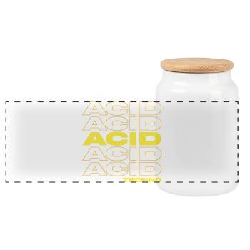 Acid Techno Rave Festival Shirt - Panorama Keksdose mit Holzdeckel - Weiß - Vorne