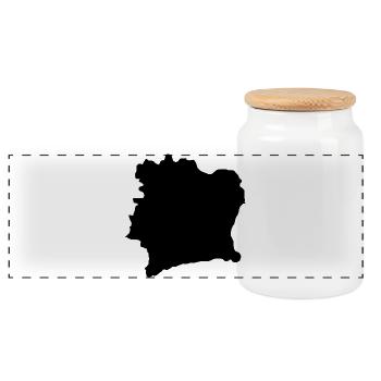 Ivory coast map - Panoramic Cookie Jar with Wooden Lid - white - Front