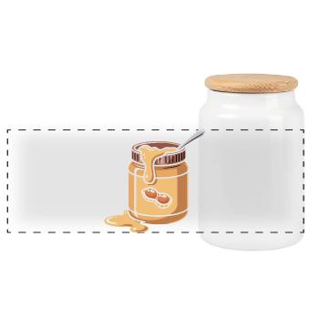 Erdnussbutter & Marmelade Partnerlook Design - Panorama Keksdose mit Holzdeckel - Weiß - Vorne