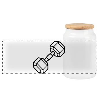 Dumbbell Icon Weights Training - Panoramic Cookie Jar with Wooden Lid - white - Front