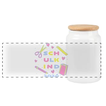 Enfant scolaire 2026 – Don d’inscription scolaire pour filles - Boîte à biscuits avec couvercle en bois - blanc - Devant