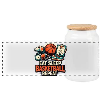Manger Sommeil Basket Répéter - Boîte à biscuits avec couvercle en bois - blanc - Devant