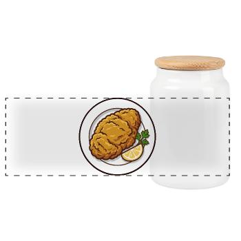 Schnitzel geht immer | mit Zitrone und Petersilie - Panorama Keksdose mit Holzdeckel - Weiß - Vorne