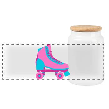 Roller Skate Roller Skating Roller Derby 80s - Panoramic Cookie Jar with Wooden Lid - white - Front