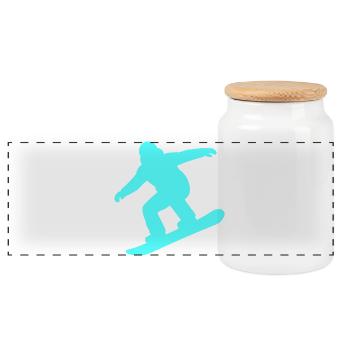 Neon-Snowboarder-Silhouette - Panorama Keksdose mit Holzdeckel - Weiß - Vorne