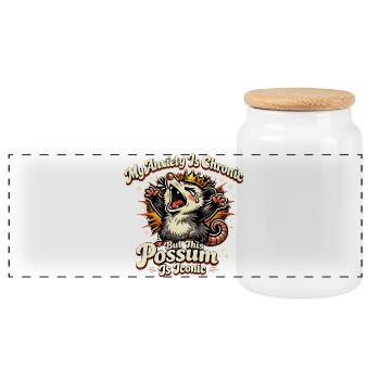 Anxiété chronique, iconique de l’opossum - Boîte à biscuits avec couvercle en bois - blanc - Devant