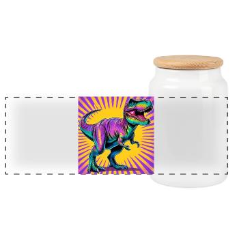 dinosaure - Boîte à biscuits avec couvercle en bois - blanc - Devant