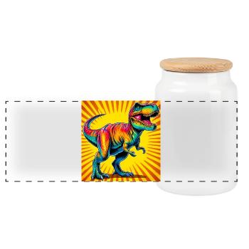 dinosaure - Boîte à biscuits avec couvercle en bois - blanc - Devant
