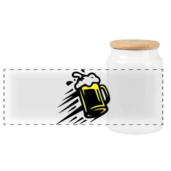 Icône de chope de bière - Boîte à biscuits avec couvercle en bois - blanc - Devant