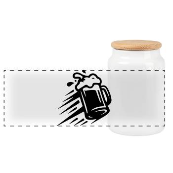 Icône de chope de bière - Boîte à biscuits avec couvercle en bois - blanc - Devant