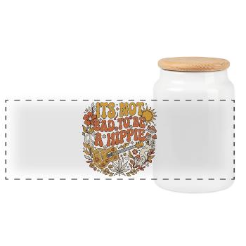 It's Not Bad To Be A Hippie Guitar - Panoramic Cookie Jar with Wooden Lid - white - Front
