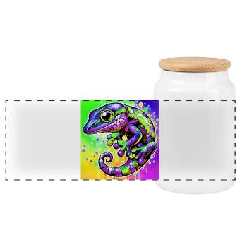 Gecko - Boîte à biscuits avec couvercle en bois - blanc - Devant