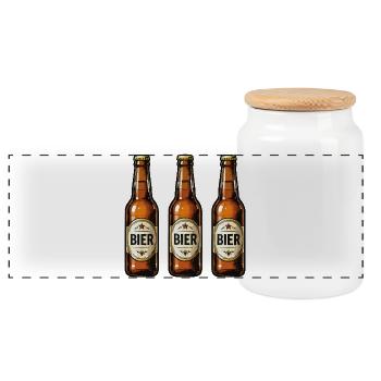  Bier Trio Cartoon - Panorama Keksdose mit Holzdeckel - Weiß - Vorne