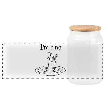 I'm Fine Humour Noir Noyade - Boîte à biscuits avec couvercle en bois - blanc - Devant