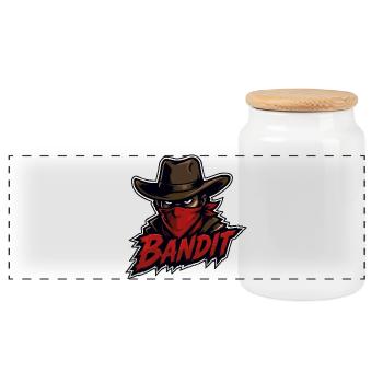 Cow-boy bandit avec un bandana rouge - Boîte à biscuits avec couvercle en bois - blanc - Devant
