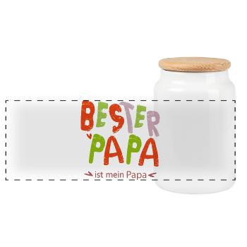 bester Papa - Panorama Keksdose mit Holzdeckel - Weiß - Vorne