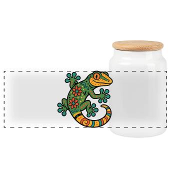 Gecko Mexico - Panoramic Cookie Jar with Wooden Lid - white - Front