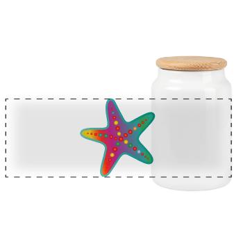 Colorful Starfish | Modern sea motif - Panoramic Cookie Jar with Wooden Lid - white - Front