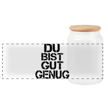 Tu es assez bon, citation de mème - Boîte à biscuits avec couvercle en bois - blanc - Devant