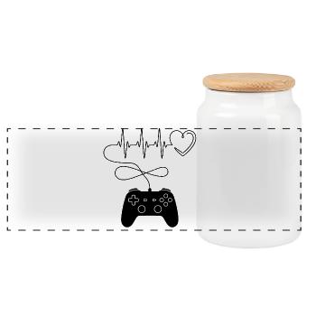 T-shirt Gaming Batement de Coeur - Boîte à biscuits avec couvercle en bois - blanc - Devant