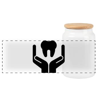 Dentist, Dental Hygiene, Dental Practice - Panoramic Cookie Jar with Wooden Lid - white - Front