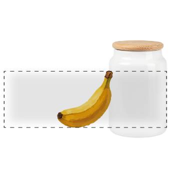 Gelbe Banane Vektorillustration - Panorama Keksdose mit Holzdeckel - Weiß - Vorne
