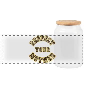 Respect Your Mother Retro Varsity Spruch - Panorama Keksdose mit Holzdeckel - Weiß - Vorne