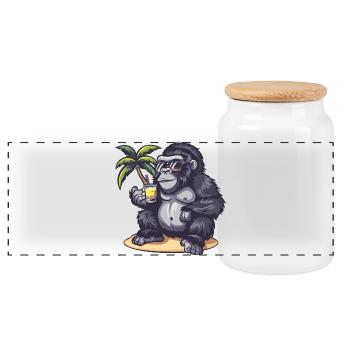 Palmier d’été gorille - Boîte à biscuits avec couvercle en bois - blanc - Devant