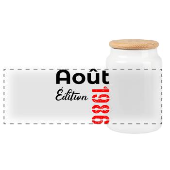 Anniversaire Août 1986 - Boîte à biscuits avec couvercle en bois - blanc - Devant