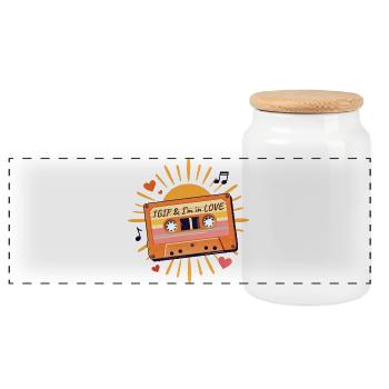 TGIF I'm in Love - Panorama Keksdose mit Holzdeckel - Weiß - Vorne