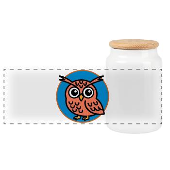 Hibou mignon - Boîte à biscuits avec couvercle en bois - blanc - Devant