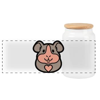 Rongeur Meeri tête de cochon d’Inde - Boîte à biscuits avec couvercle en bois - blanc - Devant