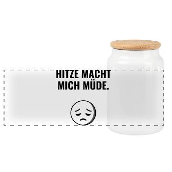 Hitze macht mich müde. - Panorama Keksdose mit Holzdeckel - Weiß - Vorne