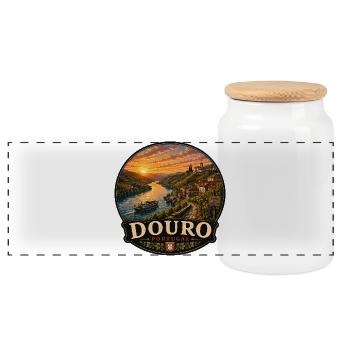 Douro Portugal Fluss Weinberge Altstadt Kanal - Panorama Keksdose mit Holzdeckel - Weiß - Vorne