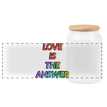 Love is the answer rainbow LGBT Pride - Panoramic Cookie Jar with Wooden Lid - white - Front