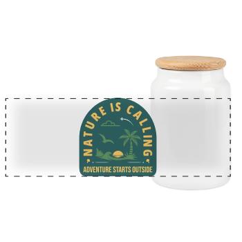 La nature appelle – L’aventure commence dehors - Boîte à biscuits avec couvercle en bois - blanc - Devant