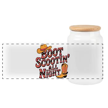 Line Dance Boot Scootin - Panorama Keksdose mit Holzdeckel - Weiß - Vorne