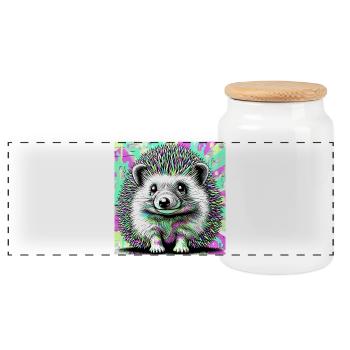 hérisson - Boîte à biscuits avec couvercle en bois - blanc - Devant