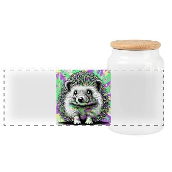 hérisson - Boîte à biscuits avec couvercle en bois - blanc - Devant