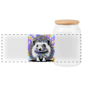 hérisson - Boîte à biscuits avec couvercle en bois - blanc - Devant