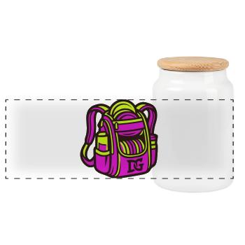Clipart pour sac à dos de disc golf - Boîte à biscuits avec couvercle en bois - blanc - Devant