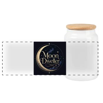Habitant de la Lune : Cercle de la Lune d’Or - Boîte à biscuits avec couvercle en bois - blanc - Devant