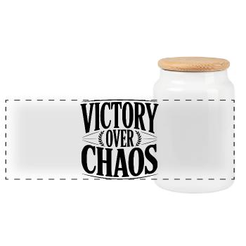 Victoire sur le chaos - Boîte à biscuits avec couvercle en bois - blanc - Devant