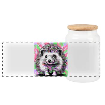 hérisson - Boîte à biscuits avec couvercle en bois - blanc - Devant